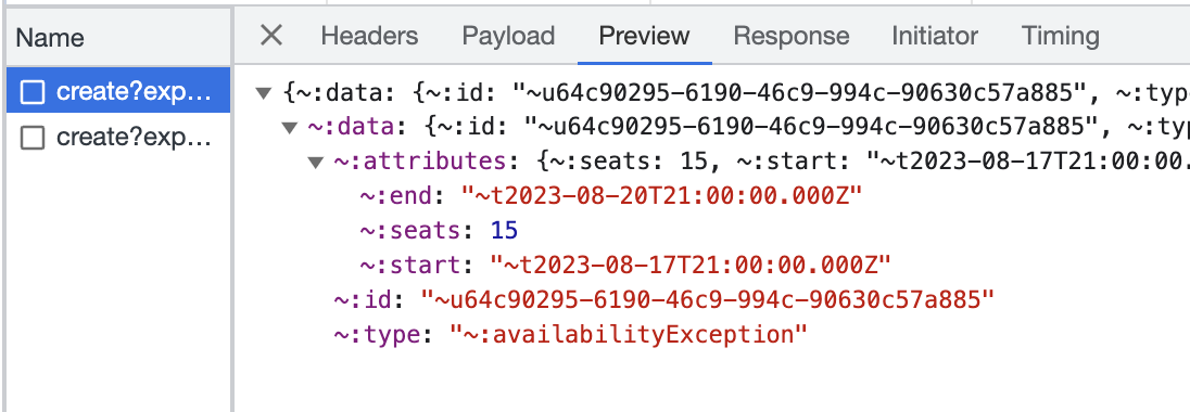 Exception with seats saved in a Network call
